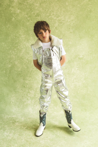 Oversmalls™ Nappa Leather Dungarees Silver