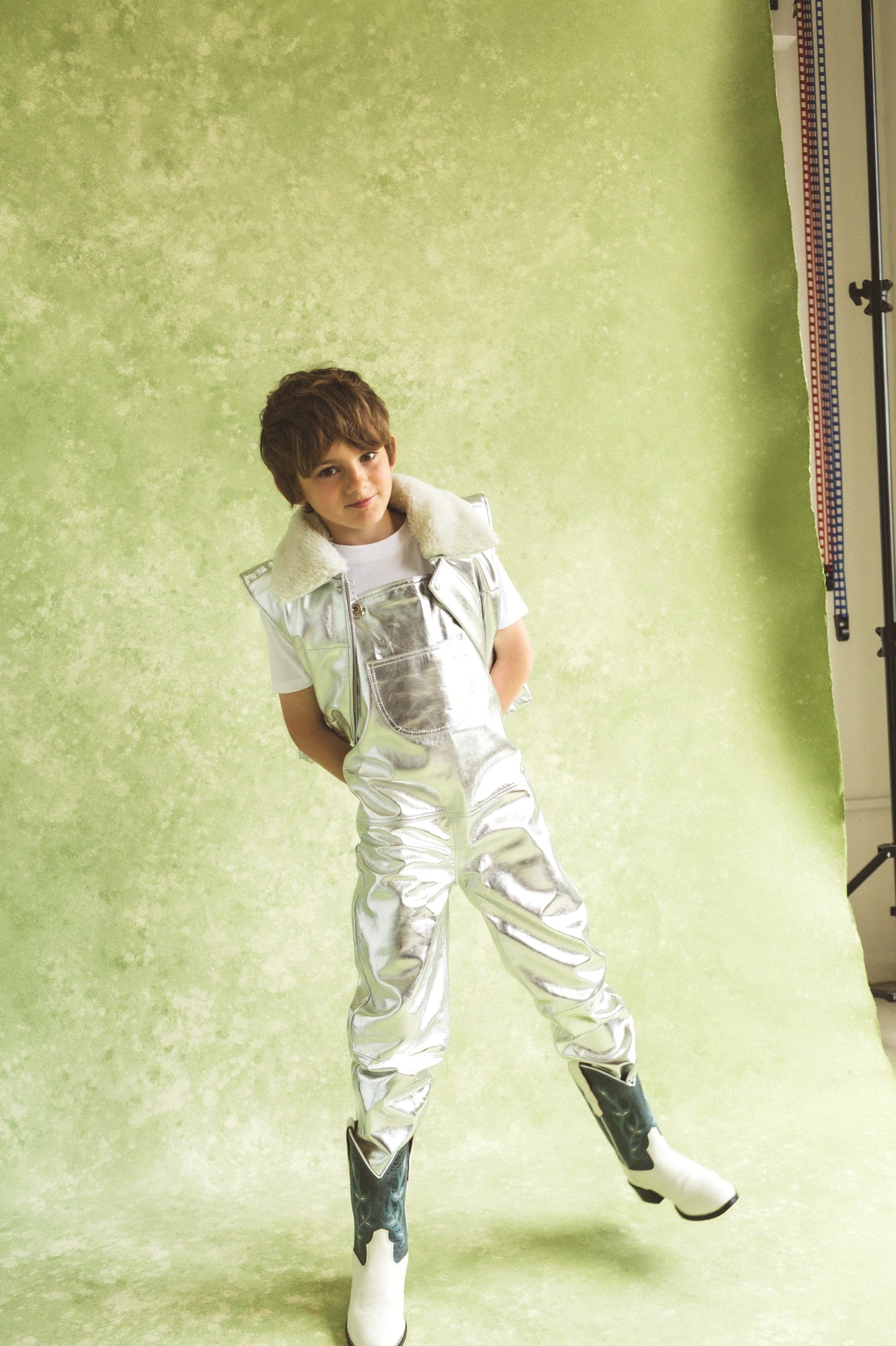 Oversmalls™ Nappa Leather Dungarees Silver