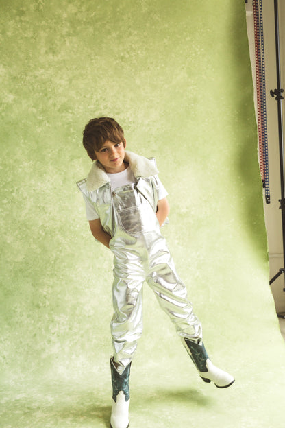 Oversmalls™ Nappa Leather Dungarees Silver