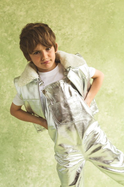 Oversmalls™ Nappa Leather Dungarees Silver