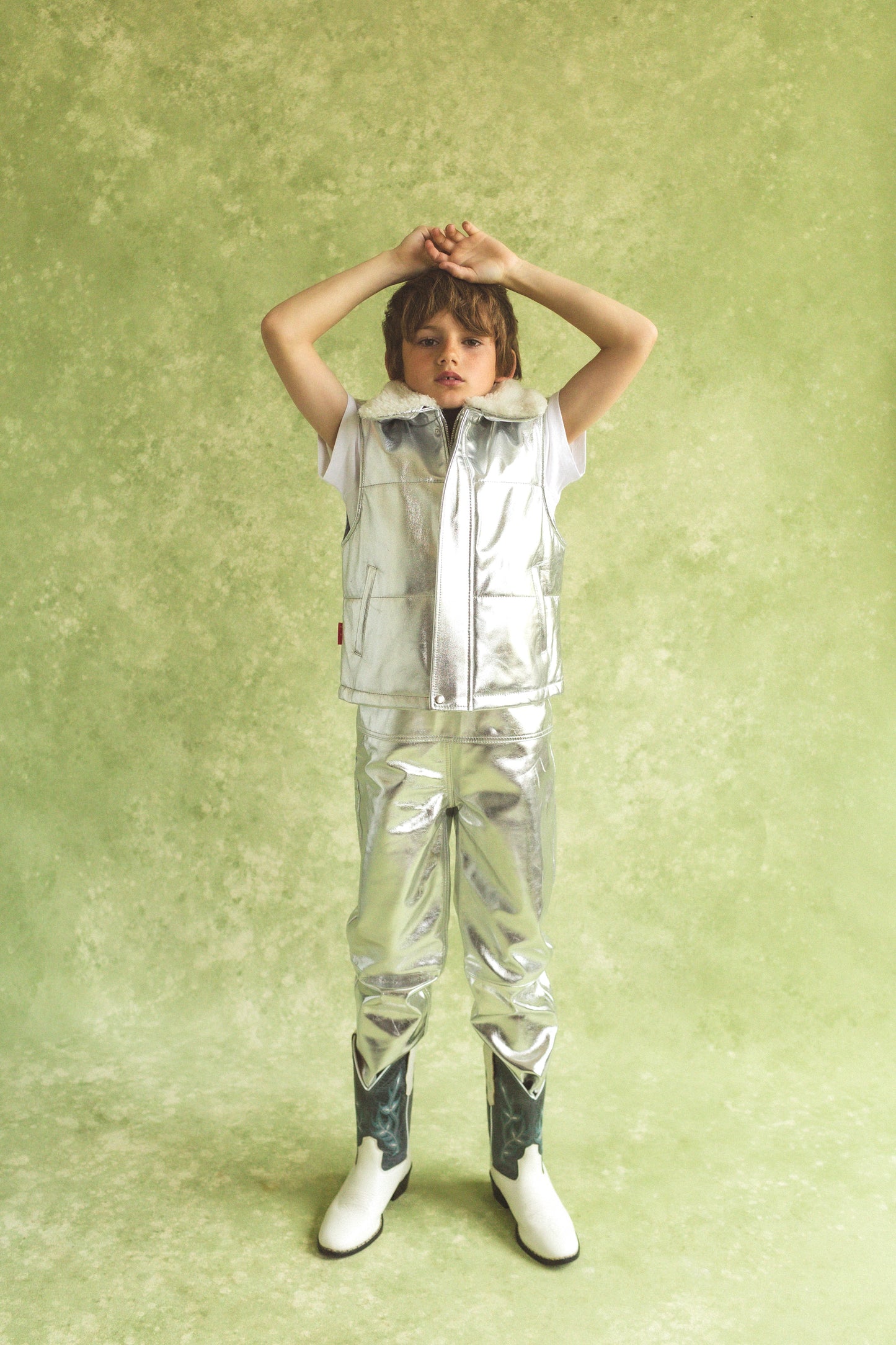 Oversmalls™ Nappa Leather Dungarees Silver