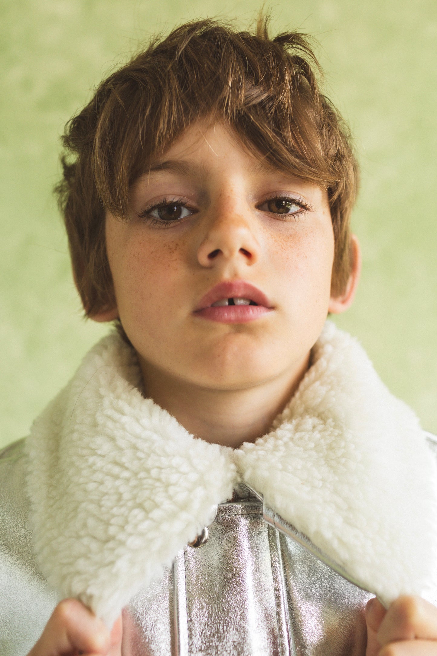 Moonlight Silver Leather Padded Zip Front Gilet