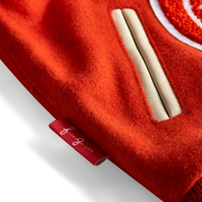 Wool and Leather Orange Boho Zip Front Jacket (Pre Order)