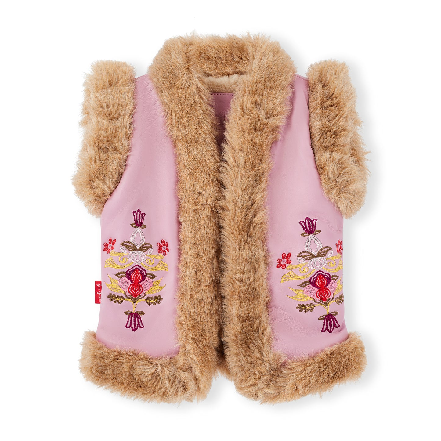 Boho Fur Nappa Leather Vest Orchid Blush