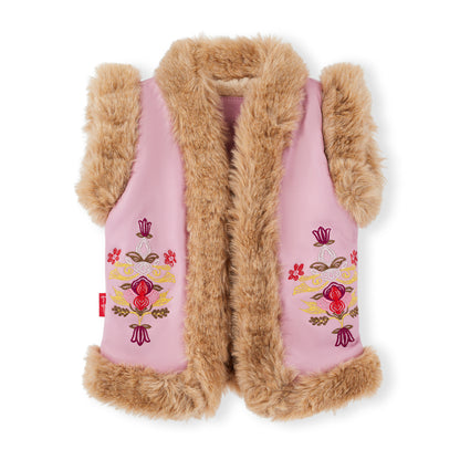 Boho Fur Nappa Leather Vest Orchid Blush