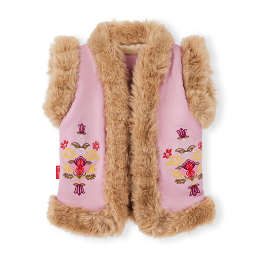 Boho Fur Nappa Leather Vest Orchid Blush