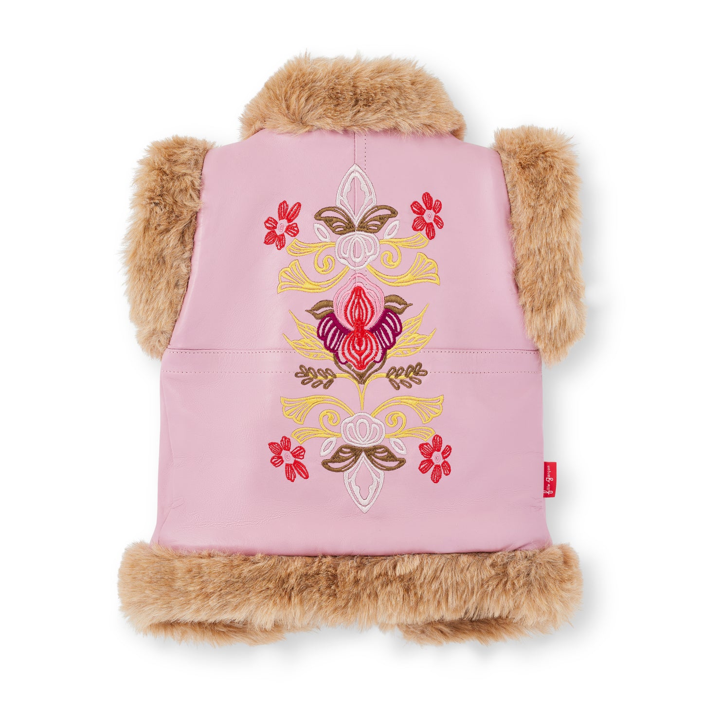 Boho Fur Nappa Leather Vest Orchid Blush