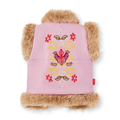 Boho Fur Nappa Leather Vest Orchid Blush