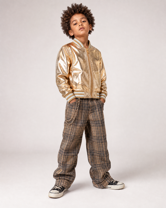 The Stardust Gold Nappa Leather Bomber Jacket