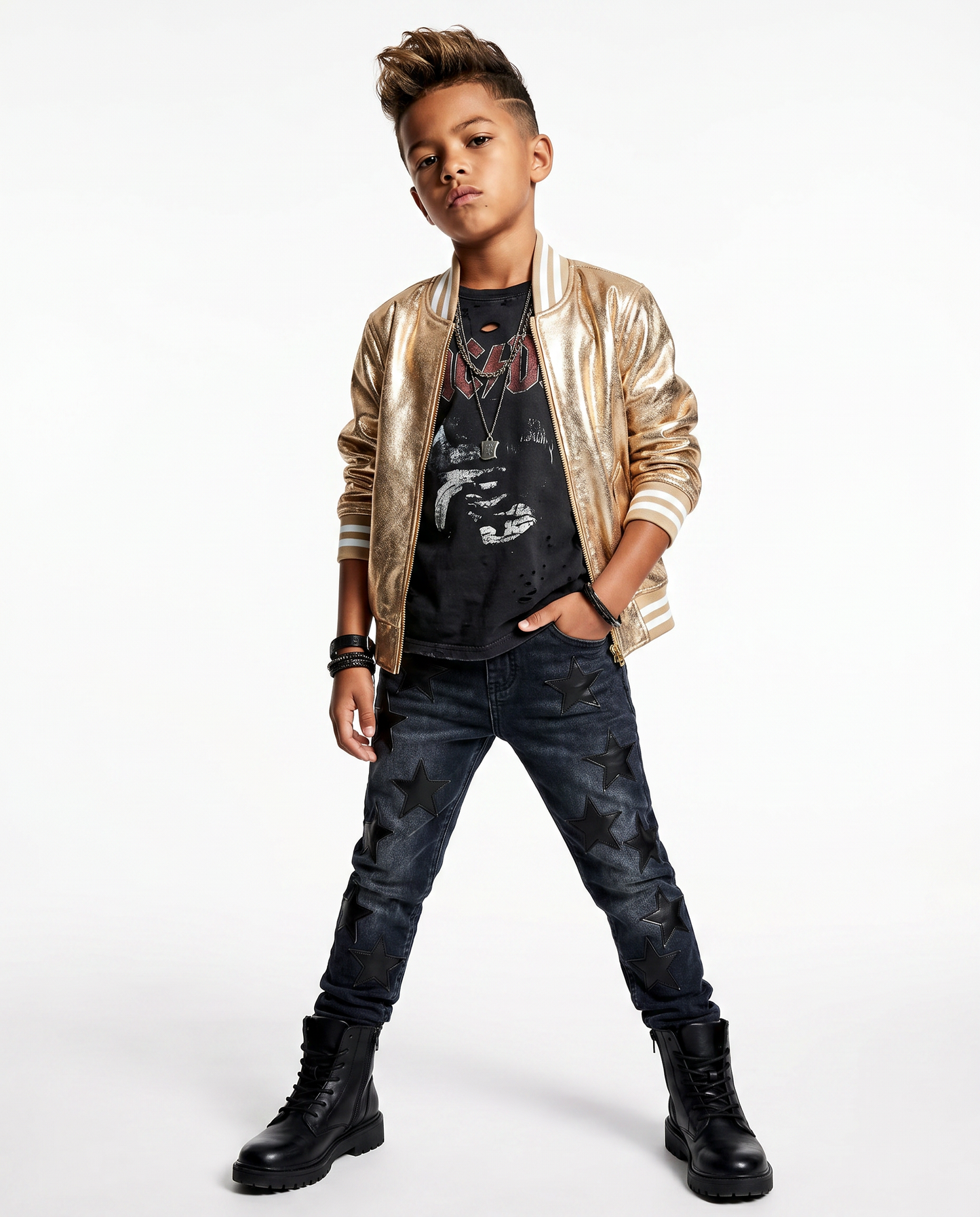 The Stardust Gold Nappa Leather Bomber Jacket