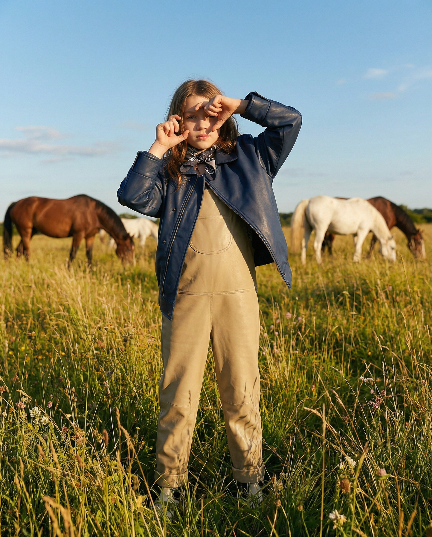 Oversmalls™ Nappa Leather Dungarees Khaki