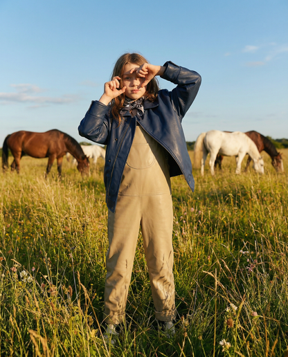 Oversmalls™ Nappa Leather Dungarees Khaki