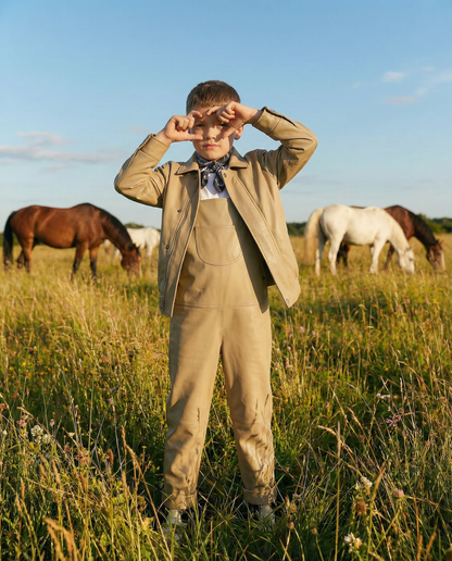 Oversmalls™ Nappa Leather Dungarees Khaki