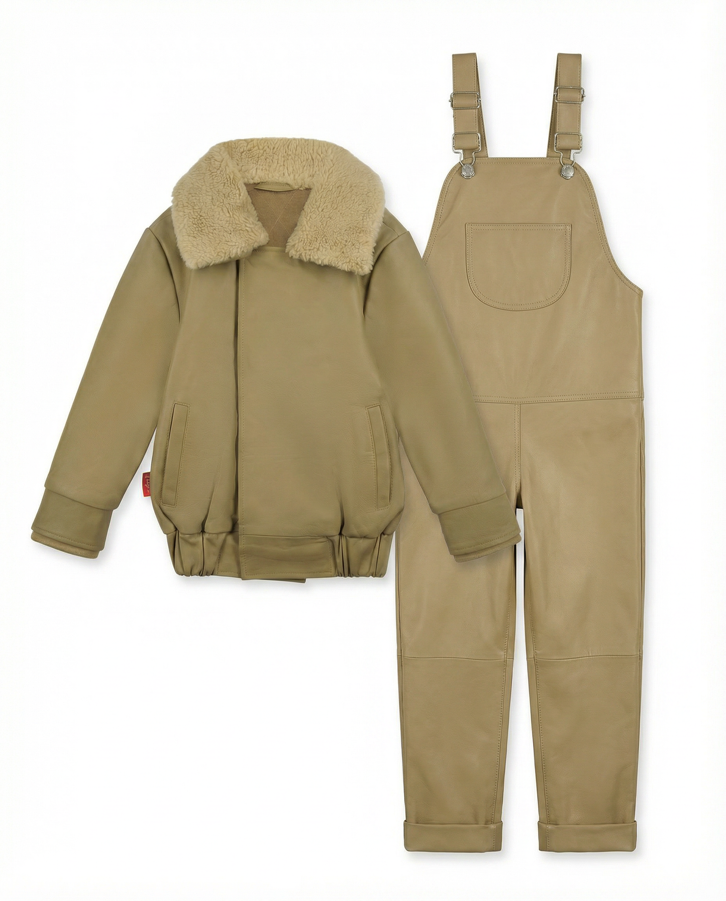 Oversmalls™ Nappa Leather Dungarees Khaki