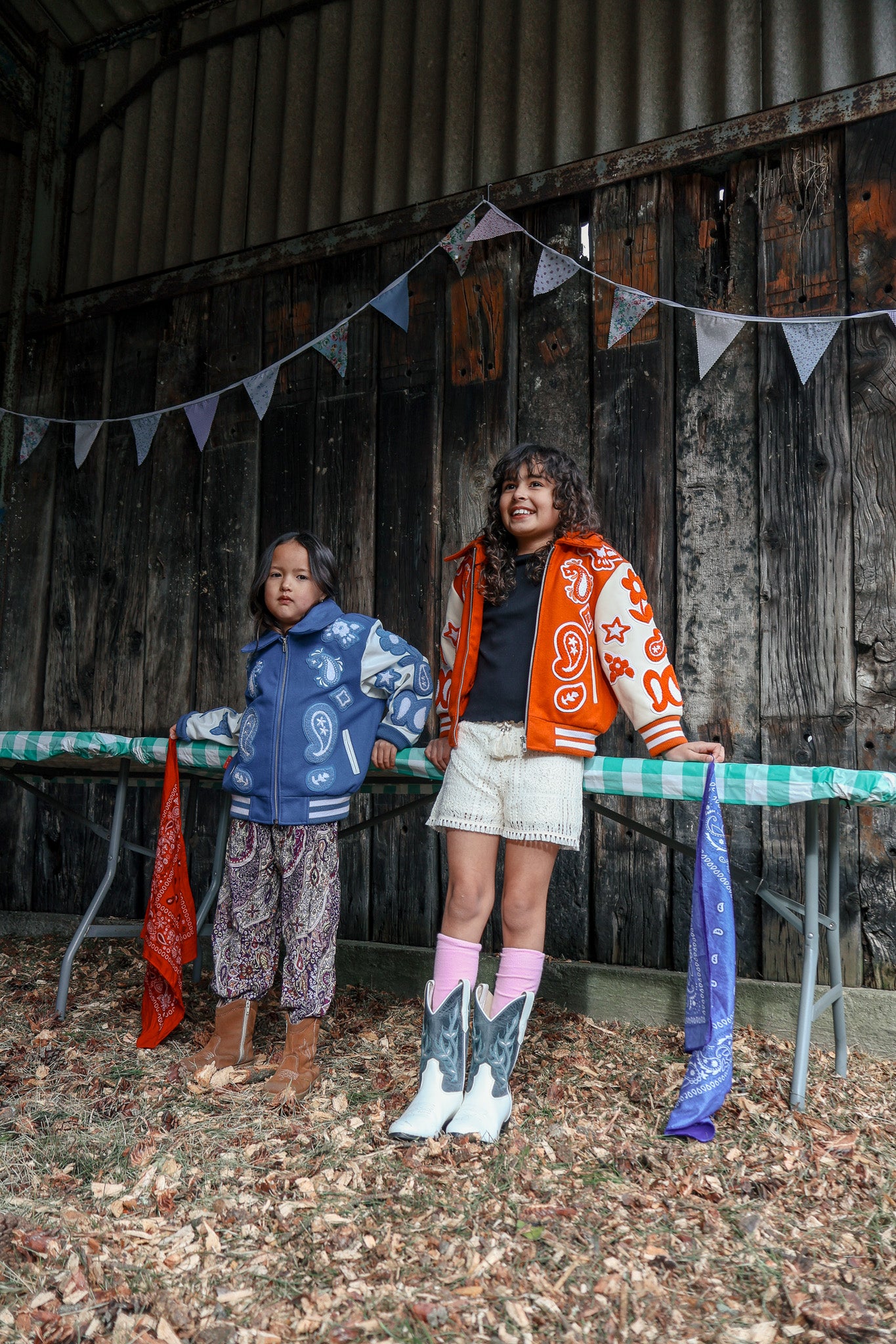 Wool and Leather Orange Boho Zip Front Jacket (Pre Order)