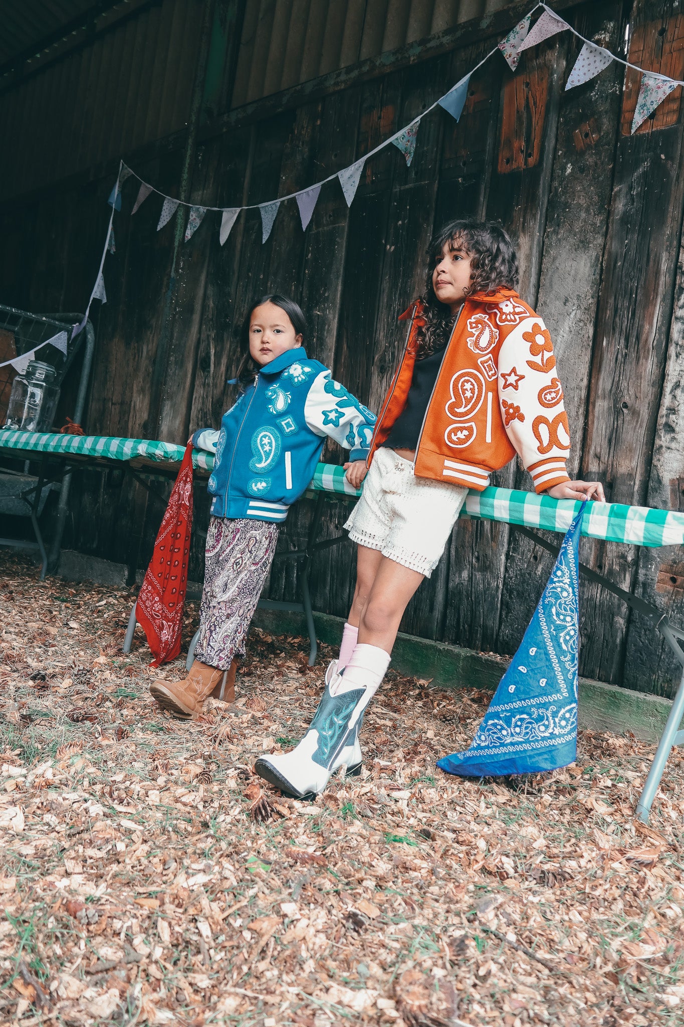 Wool and Leather Orange Boho Zip Front Jacket (Pre Order)