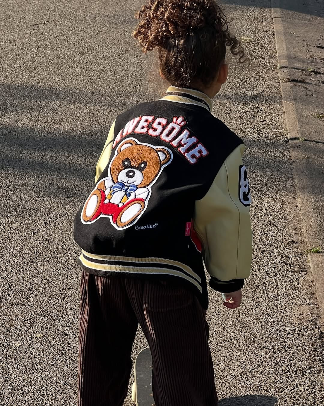 Awesome Letterman Jacket Zip Front Black