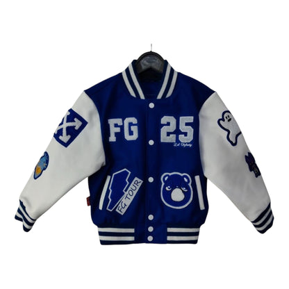 Awesome Letterman Jacket Snap Front Blue