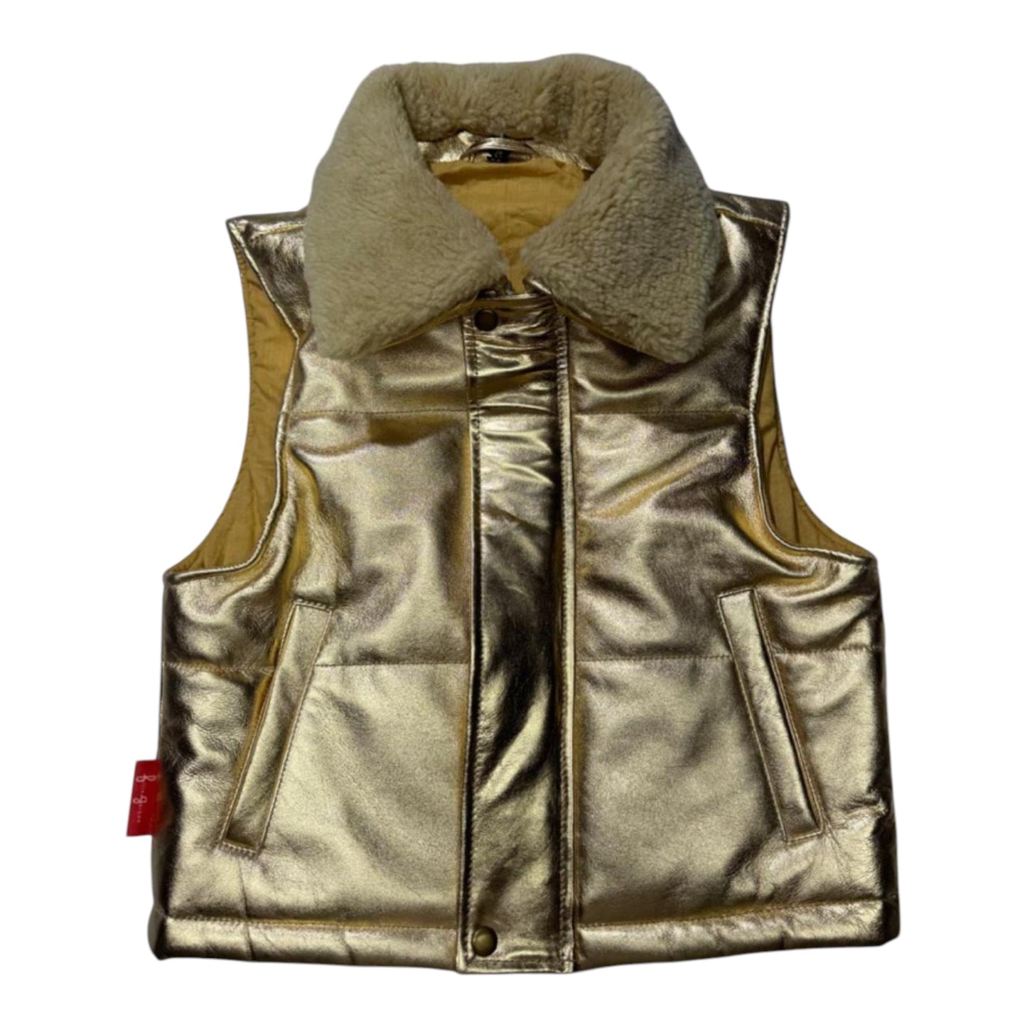 Starlight Gold Leather Padded Zip Front Gilet