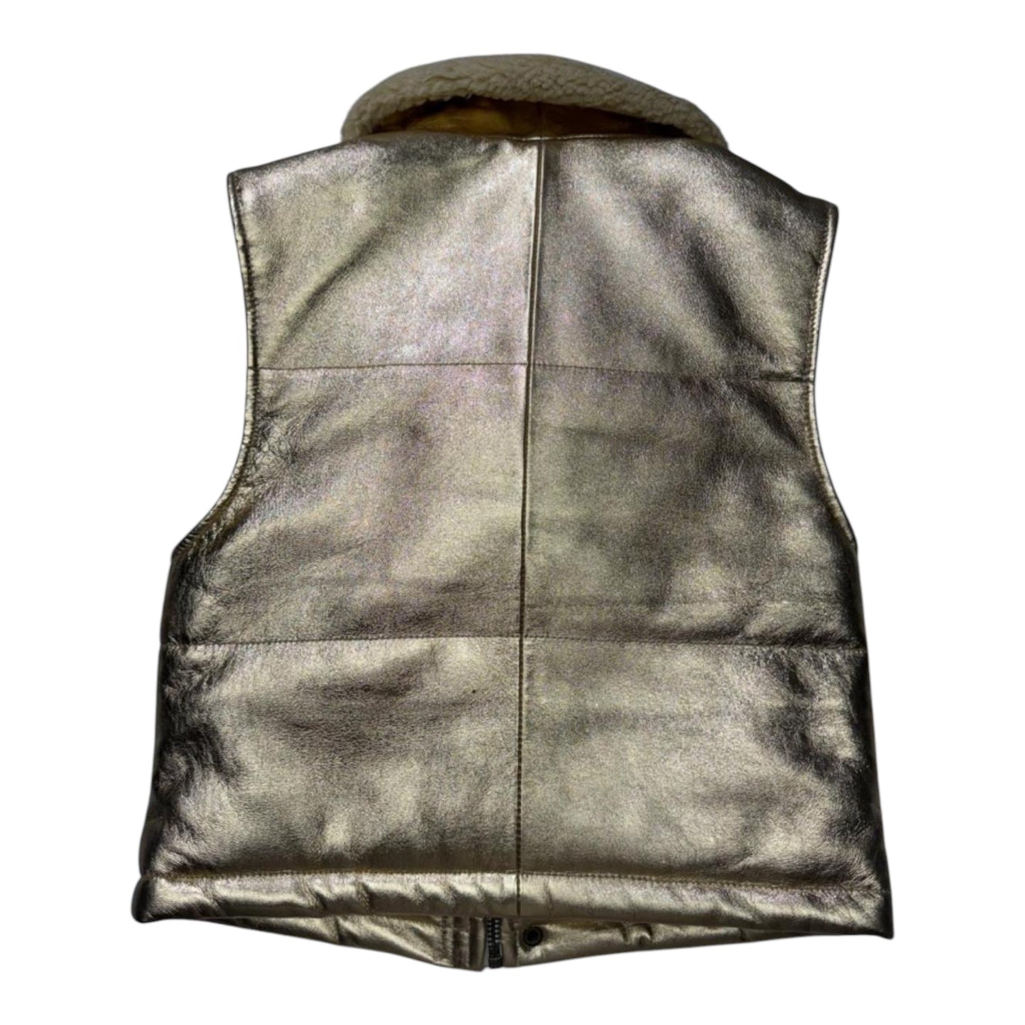 Starlight Gold Leather Padded Zip Front Gilet