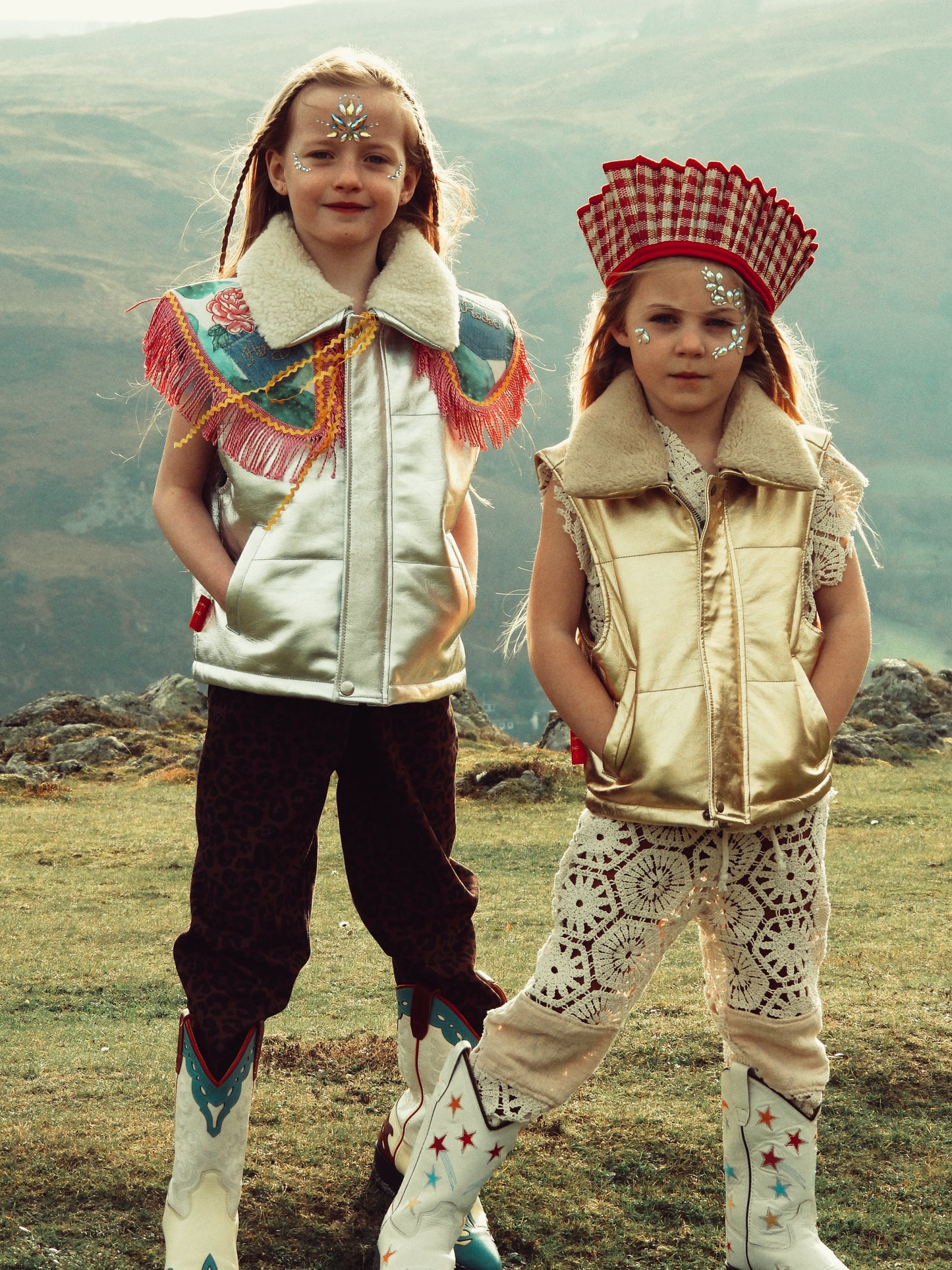 Starlight Gold Leather Padded Zip Front Gilet