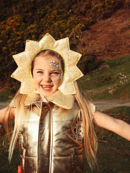 Starlight Gold Leather Padded Zip Front Gilet