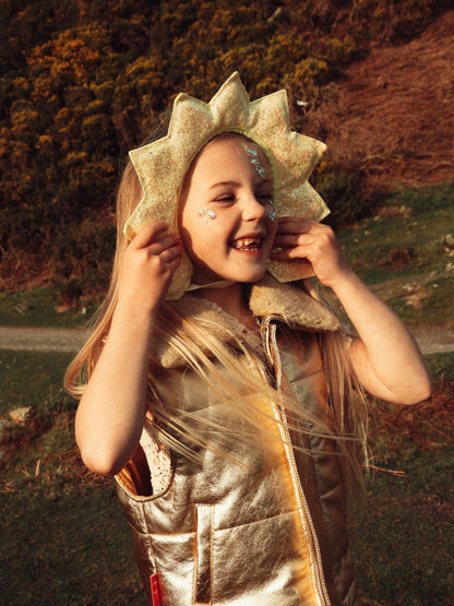 Starlight Gold Leather Padded Zip Front Gilet