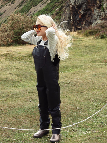 Oversmalls™ Nappa Leather Dungarees Navy