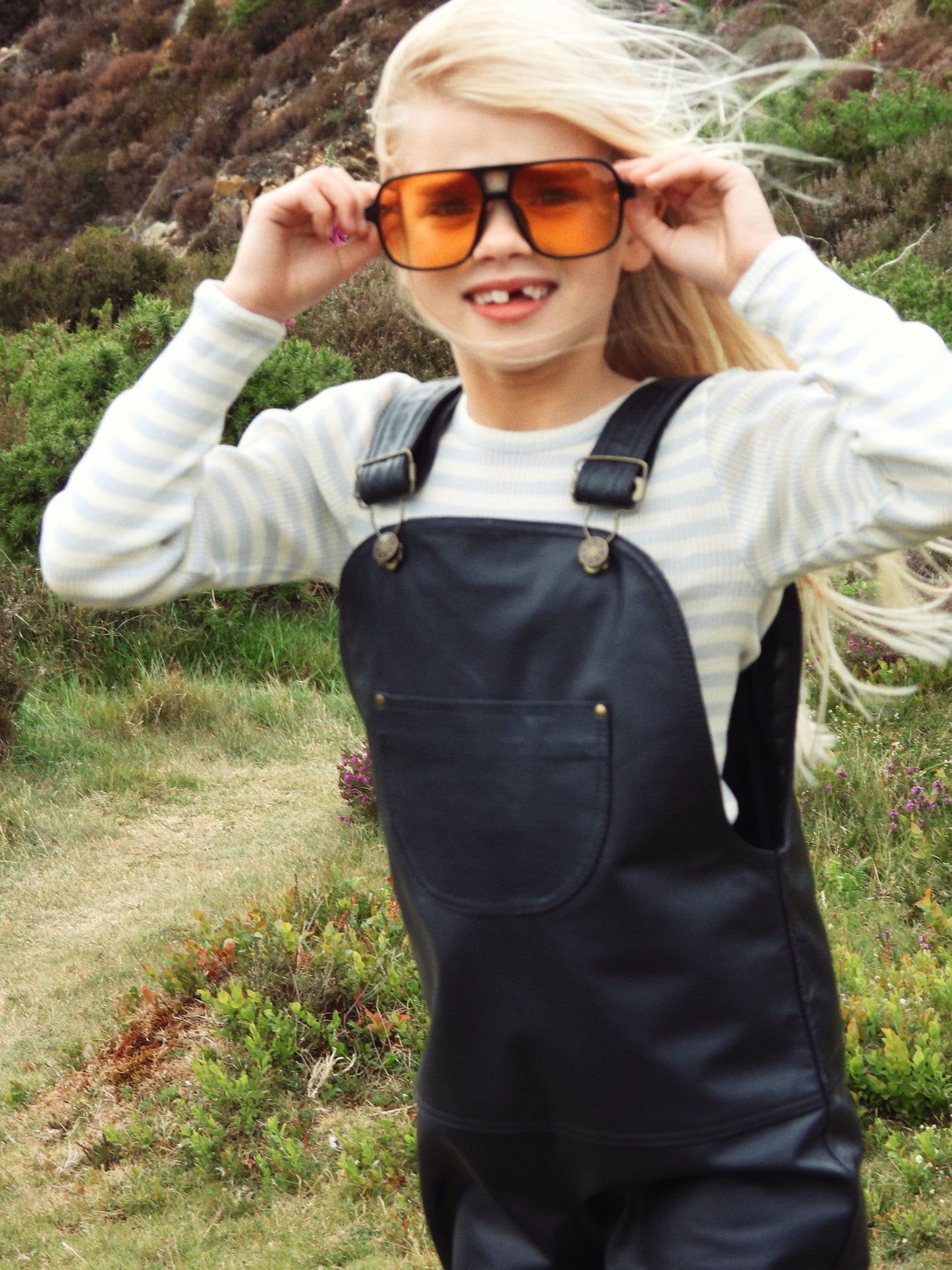 Oversmalls™ Nappa Leather Dungarees Navy