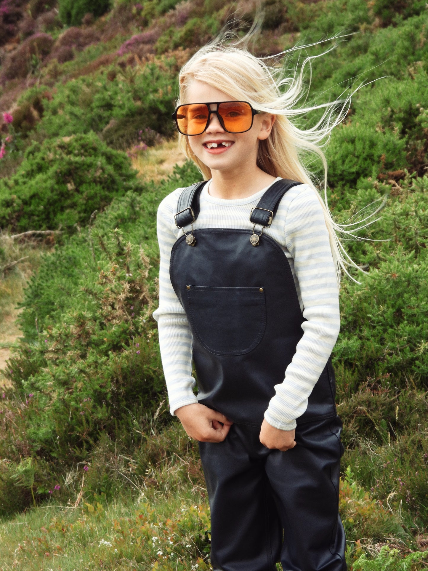 Oversmalls™ Nappa Leather Dungarees Navy