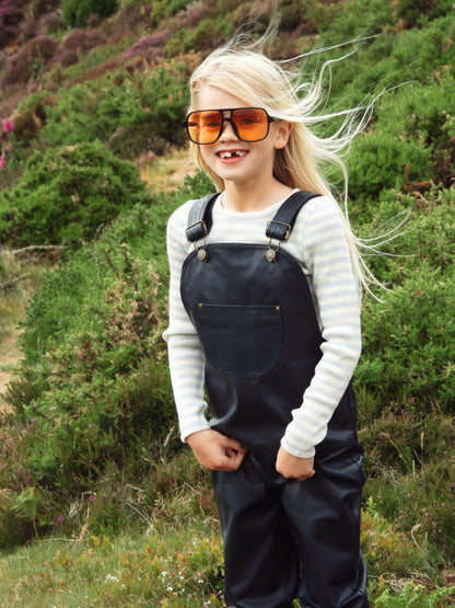 Oversmalls™ Nappa Leather Dungarees Navy