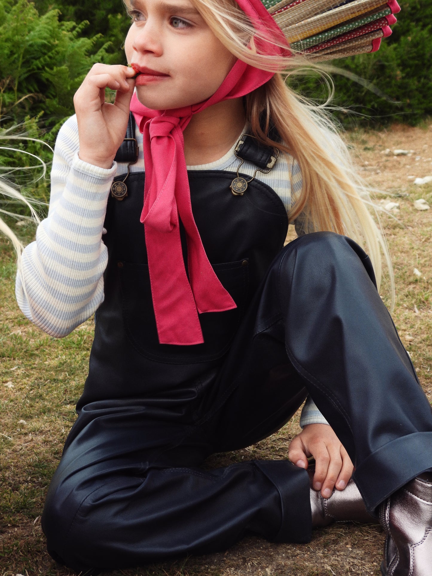 Oversmalls™ Nappa Leather Dungarees Navy