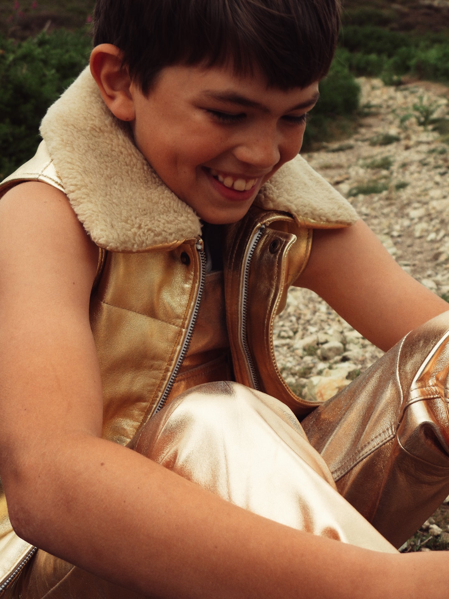 Oversmalls™ Nappa Leather Dungarees Gold