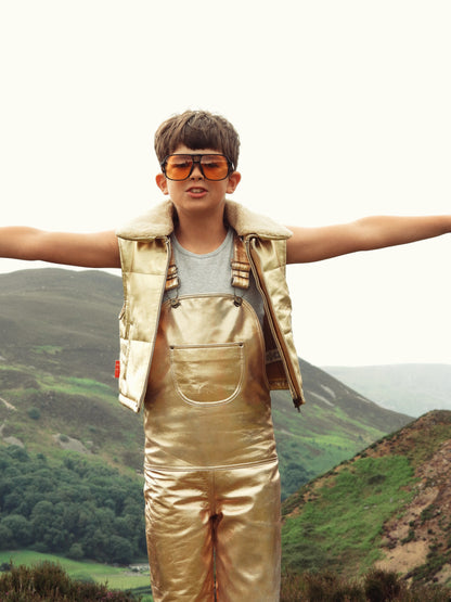 Oversmalls™ Nappa Leather Dungarees Gold