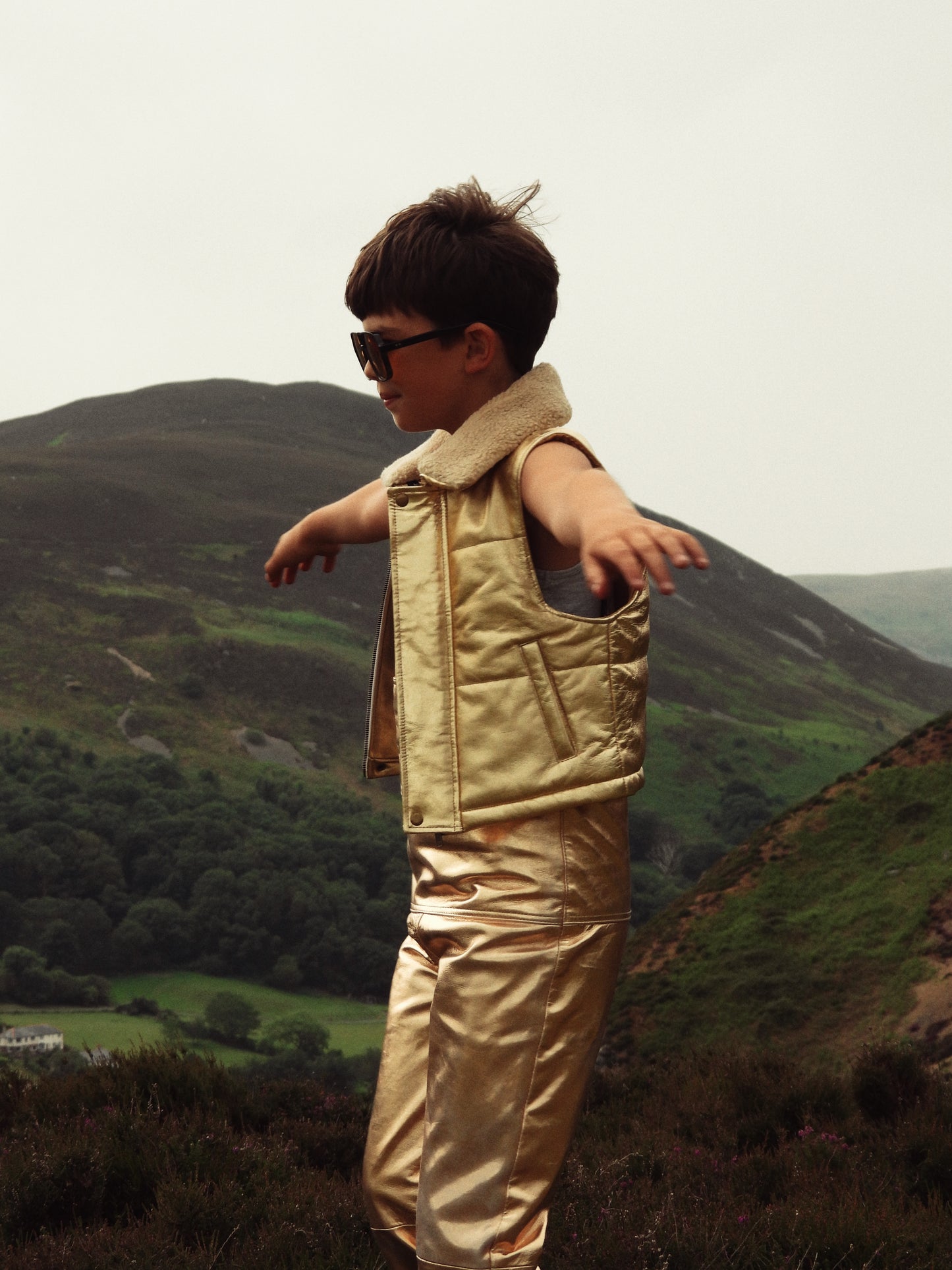 Oversmalls™ Nappa Leather Dungarees Gold