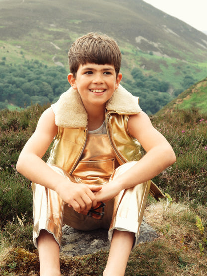 Oversmalls™ Nappa Leather Dungarees Gold