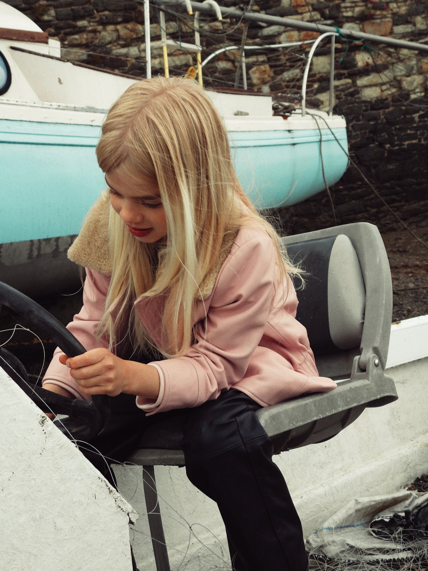 Oversmalls™ Nappa Leather Dungarees Navy