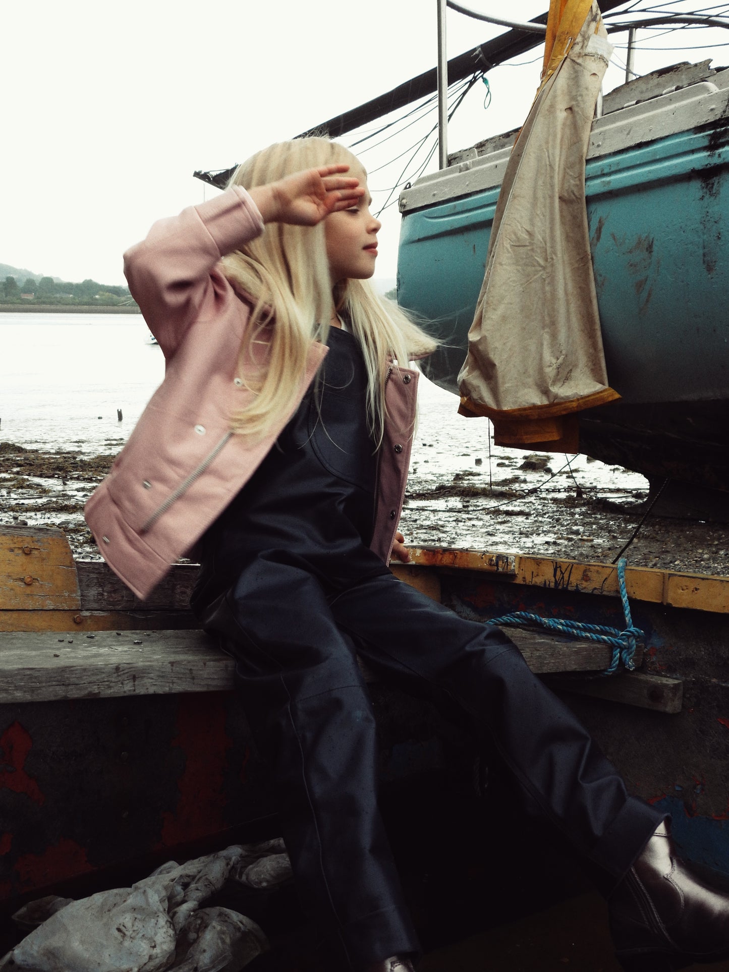 Oversmalls™ Nappa Leather Dungarees Navy