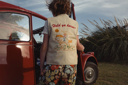 Hold Ya Horses Cream Leather Vest
