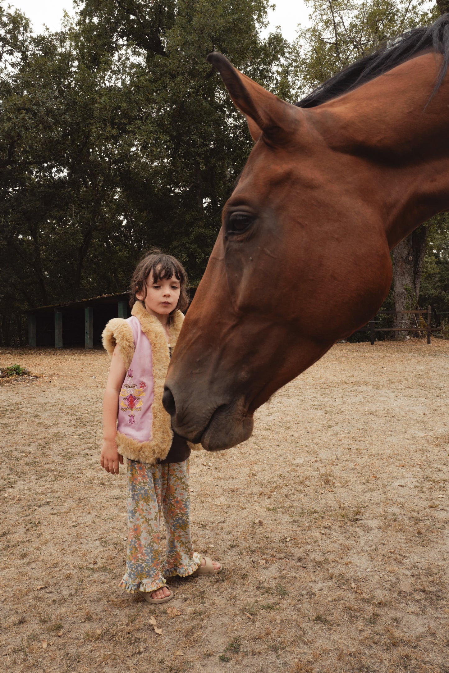 Boho Fur Nappa Leather Vest Orchid Blush