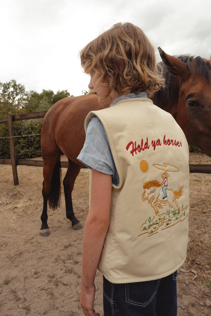 Hold Ya Horses Cream Leather Vest