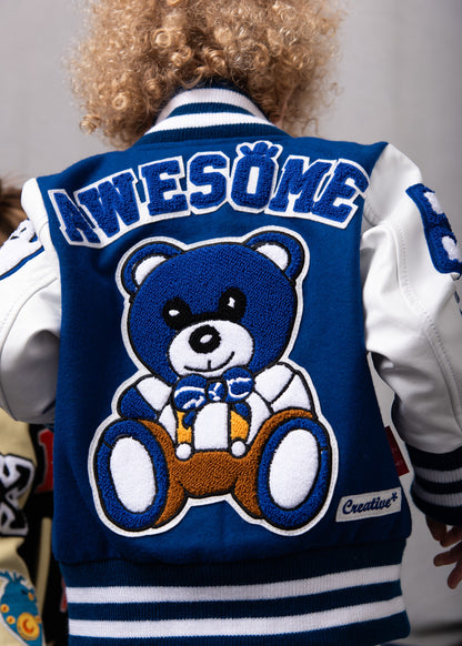 Awesome Letterman Jacket Snap Front Blue