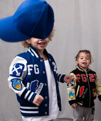 Awesome Letterman Jacket Snap Front Blue