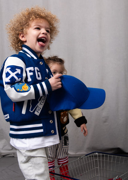 Awesome Letterman Jacket Snap Front Blue