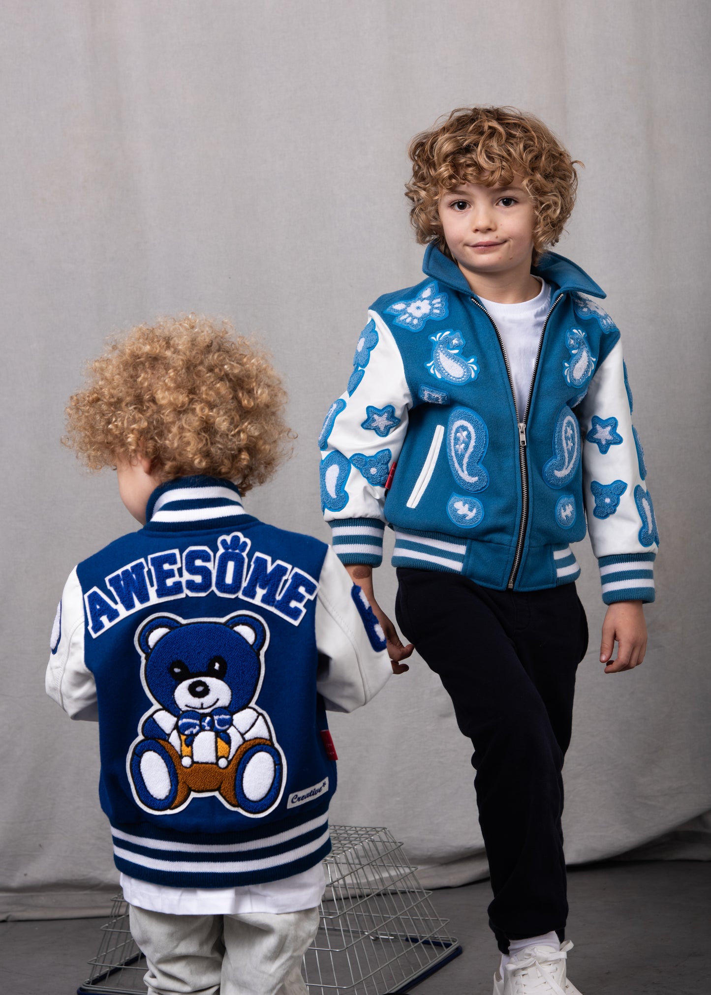 Awesome Letterman Jacket Snap Front Blue