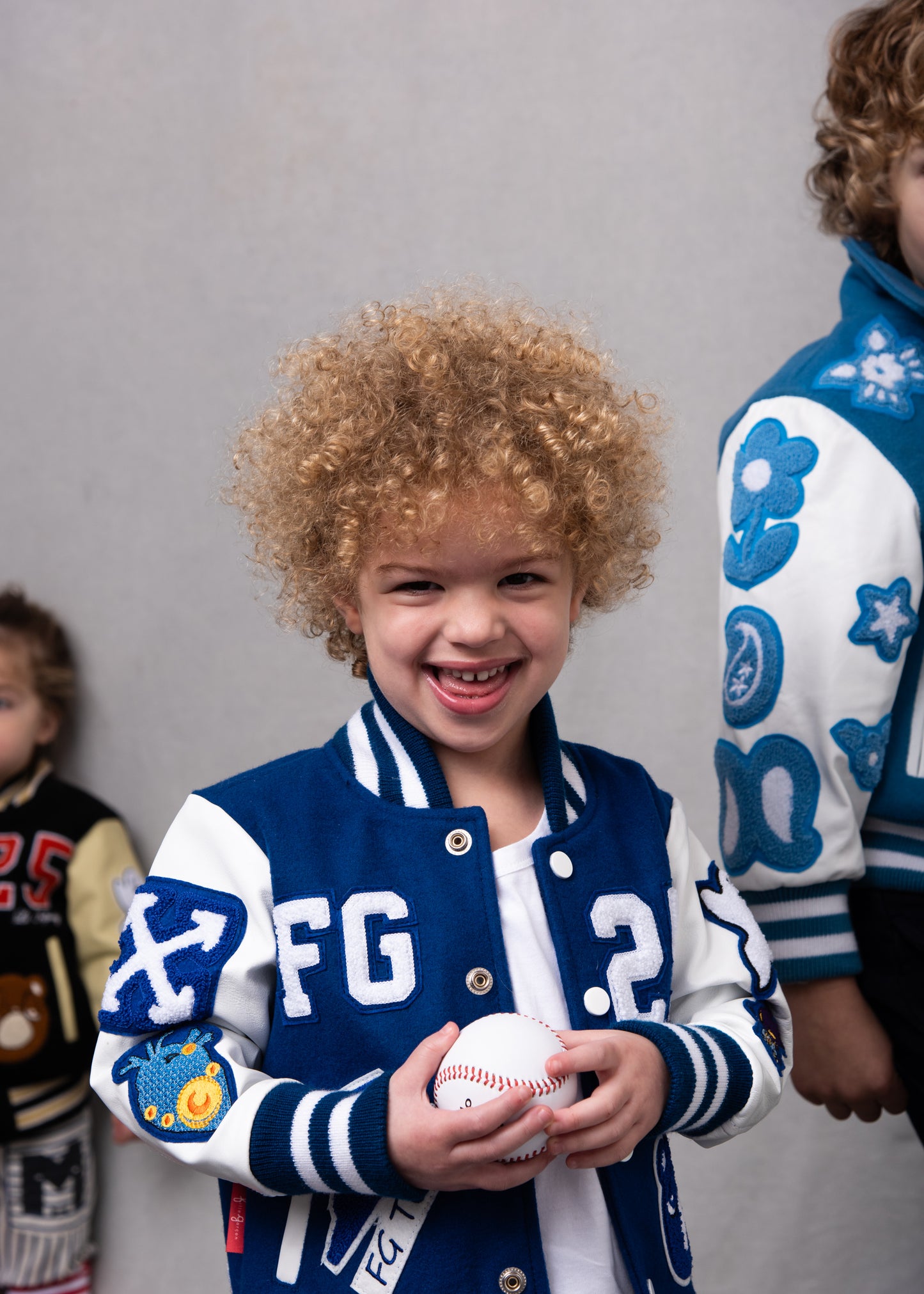 Awesome Letterman Jacket Snap Front Blue