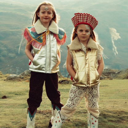 Moonlight Silver Leather Padded Zip Front Gilet