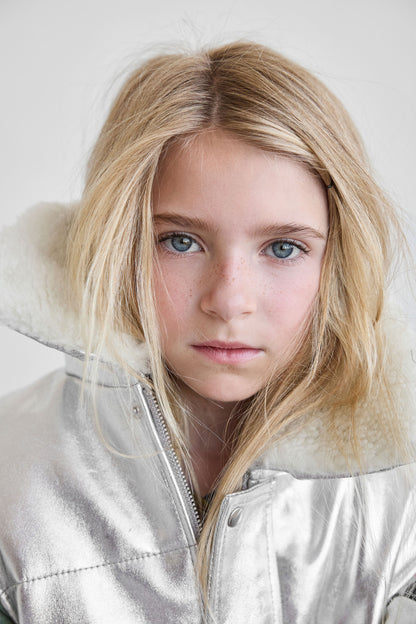 Moonlight Silver Leather Padded Zip Front Gilet