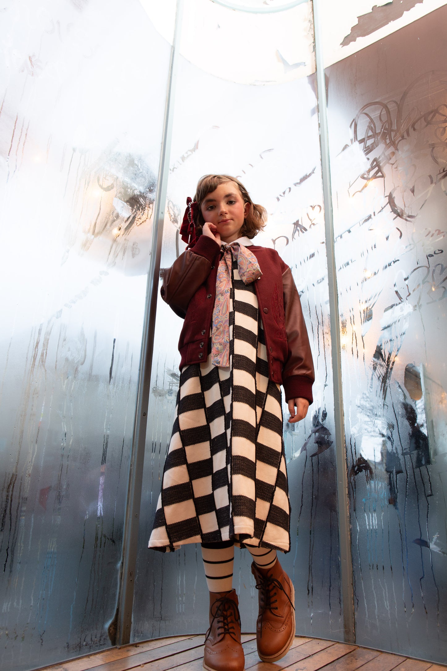 Wild and Free Letterman Maroon Wool and Leather