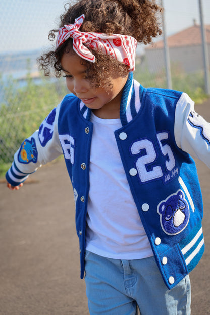 Awesome Letterman Jacket Snap Front Blue